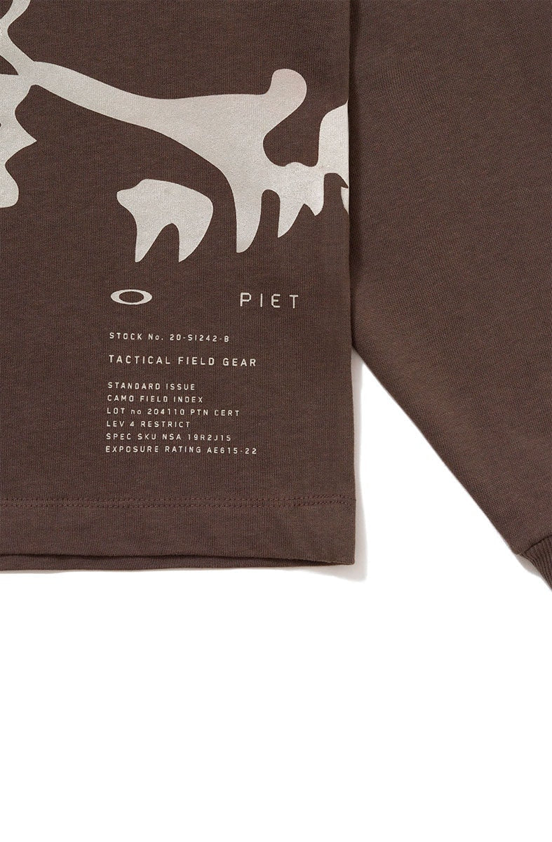 Camiseta Piet x Oakley Big Skull LS Manga Longa Marrom - NewSkull