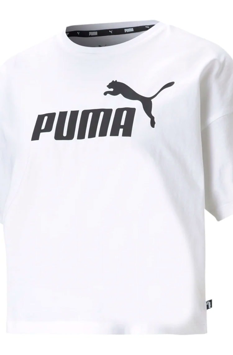 Camiseta Puma Cropped Essentials Logo Feminina Branca - NewSkull