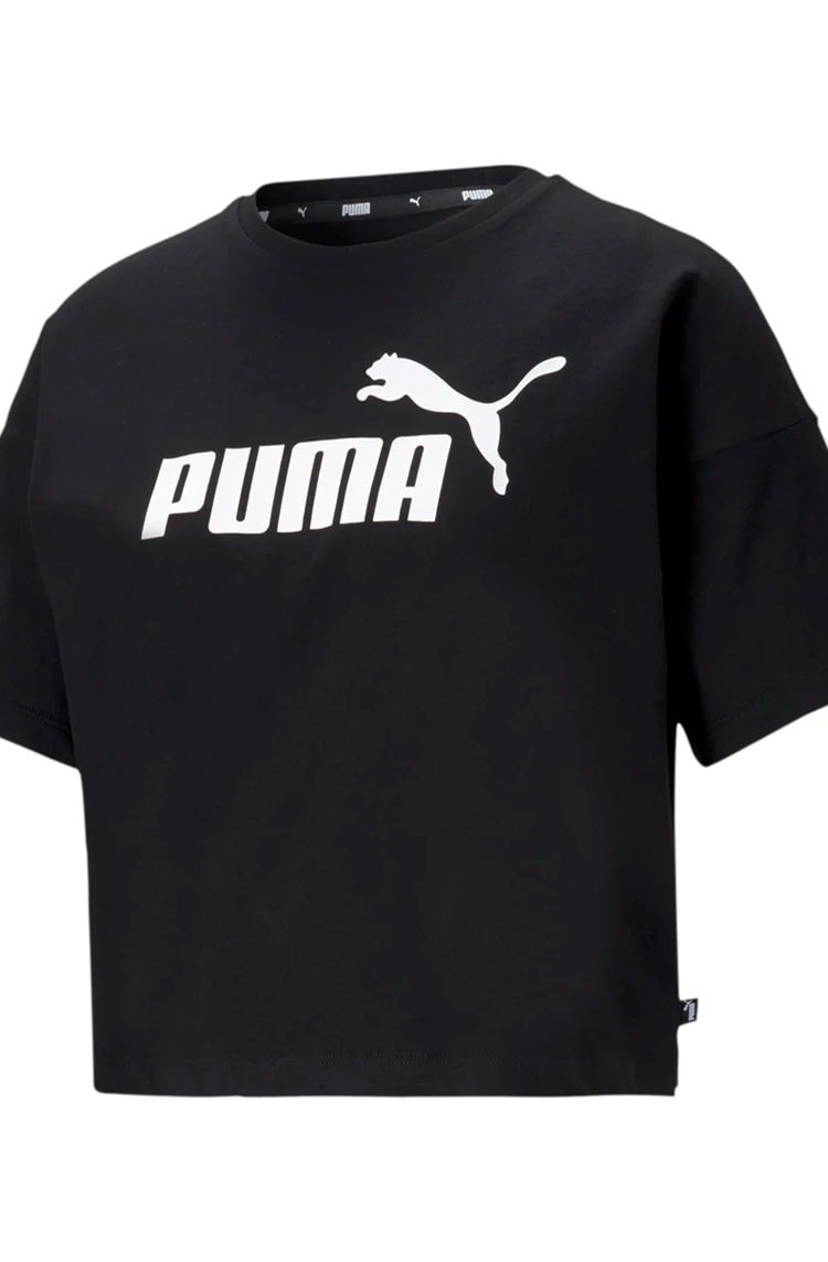 Camiseta Puma Cropped Essentials Logo Feminina Preta - NewSkull