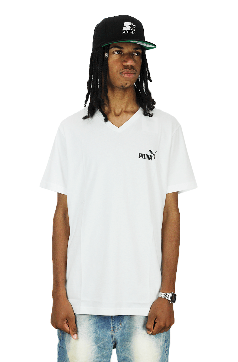 CAMISETA PUMA ESSENTIALS V NECK BRANCA - NewSkull