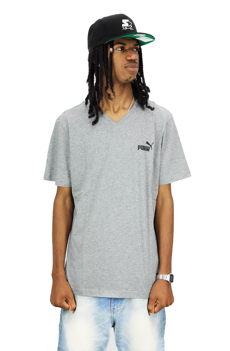 CAMISETA PUMA ESSENTIALS V NECK CINZA - NewSkull