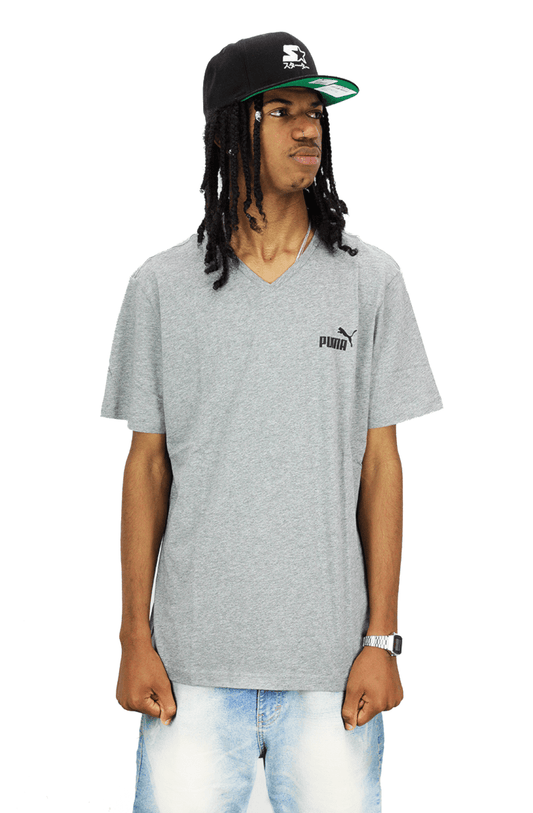 CAMISETA PUMA ESSENTIALS V NECK CINZA - NewSkull
