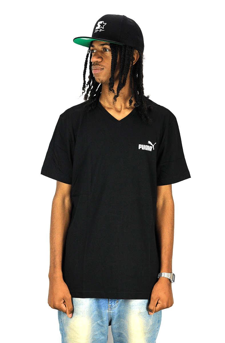 CAMISETA PUMA ESSENTIALS V NECK PRETA - NewSkull
