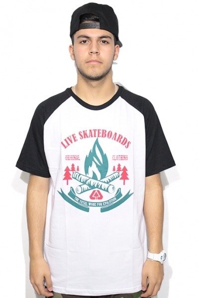 Camiseta Raglan Live Skateboards Camp - NewSkull