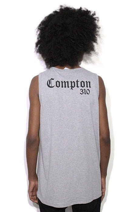 Camiseta Regata Starter Black Label Compton Face Cinza - NewSkull