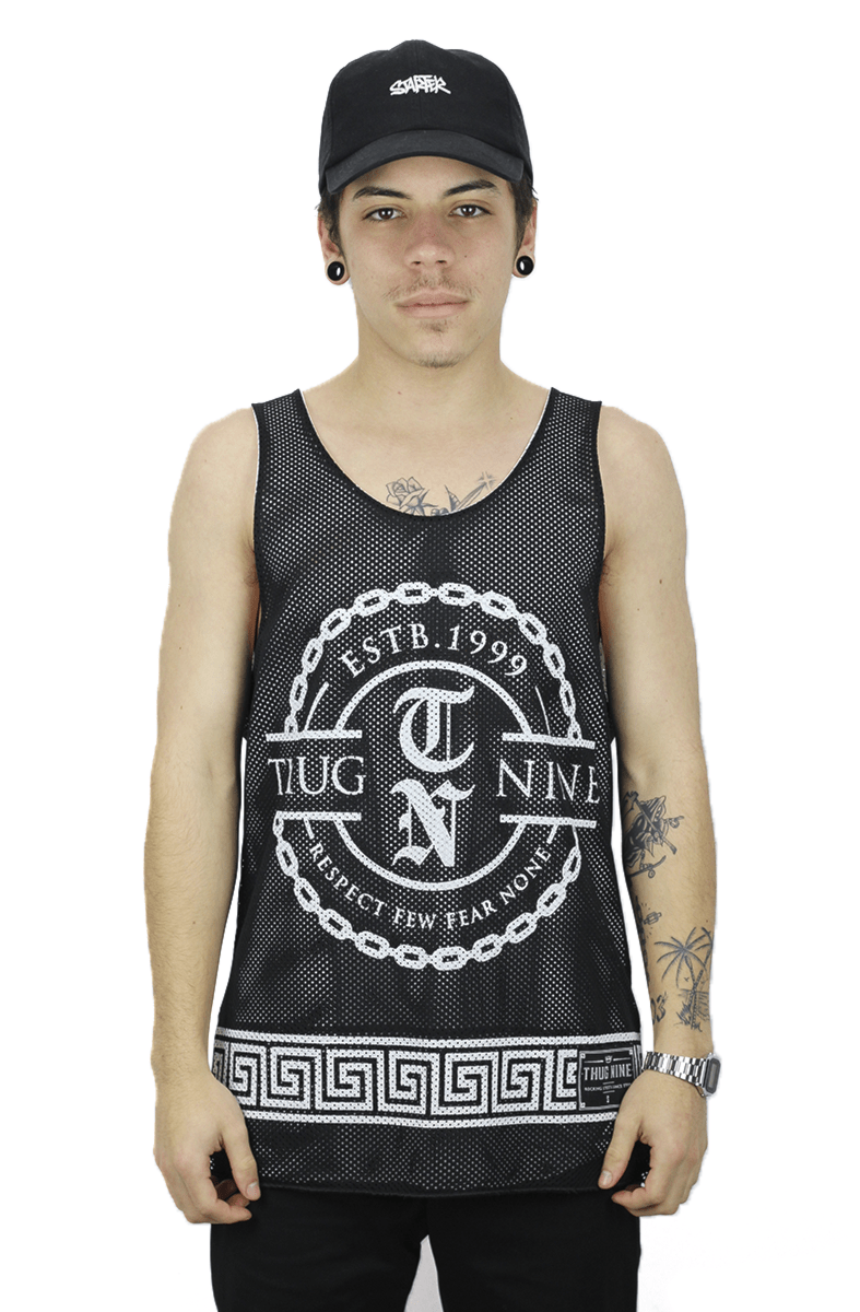 Camiseta Regata Thug Nine Jersey Thug Chain Reversivel Preta - NewSkull