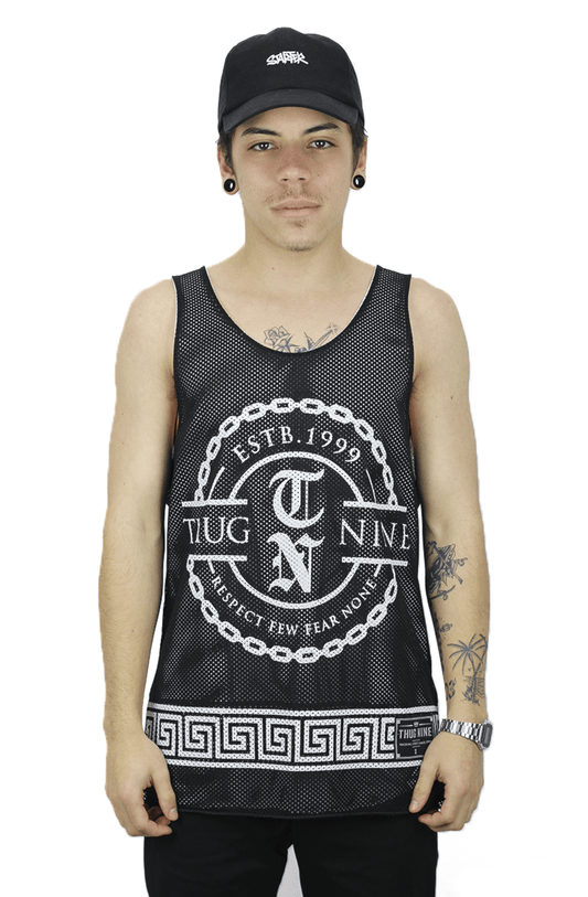 Camiseta Regata Thug Nine Jersey Thug Chain Reversivel Preta - NewSkull