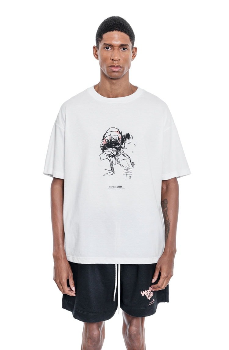Camiseta Sopro Aflito Tee Branco/Preto - NewSkull