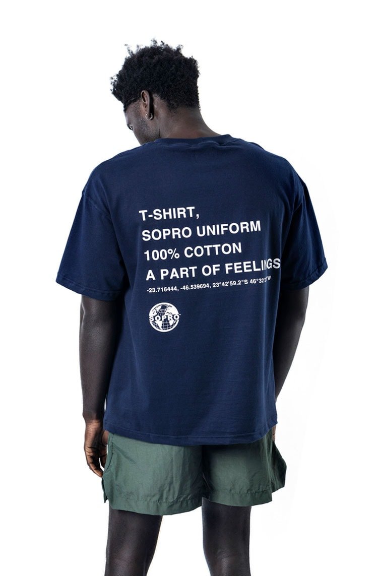 Camiseta Sopro Composition Tee Azul Marinho/Branco - NewSkull