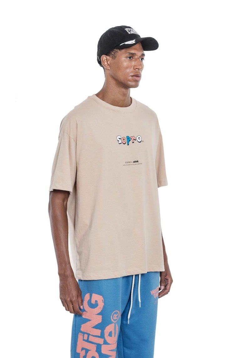 Camiseta Sopro Logo Sopro Tee Bege - NewSkull
