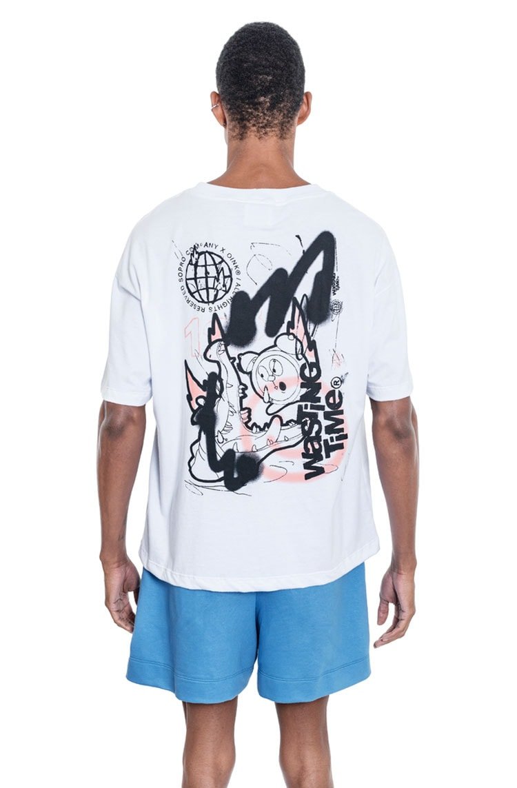 Camiseta Sopro Perigo Tee Branco/Preto - NewSkull