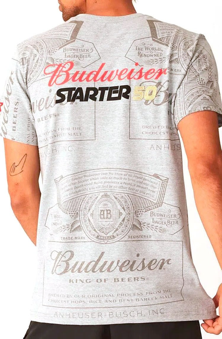 Camiseta Starter Budweiser Cinza/Vermelho - NewSkull