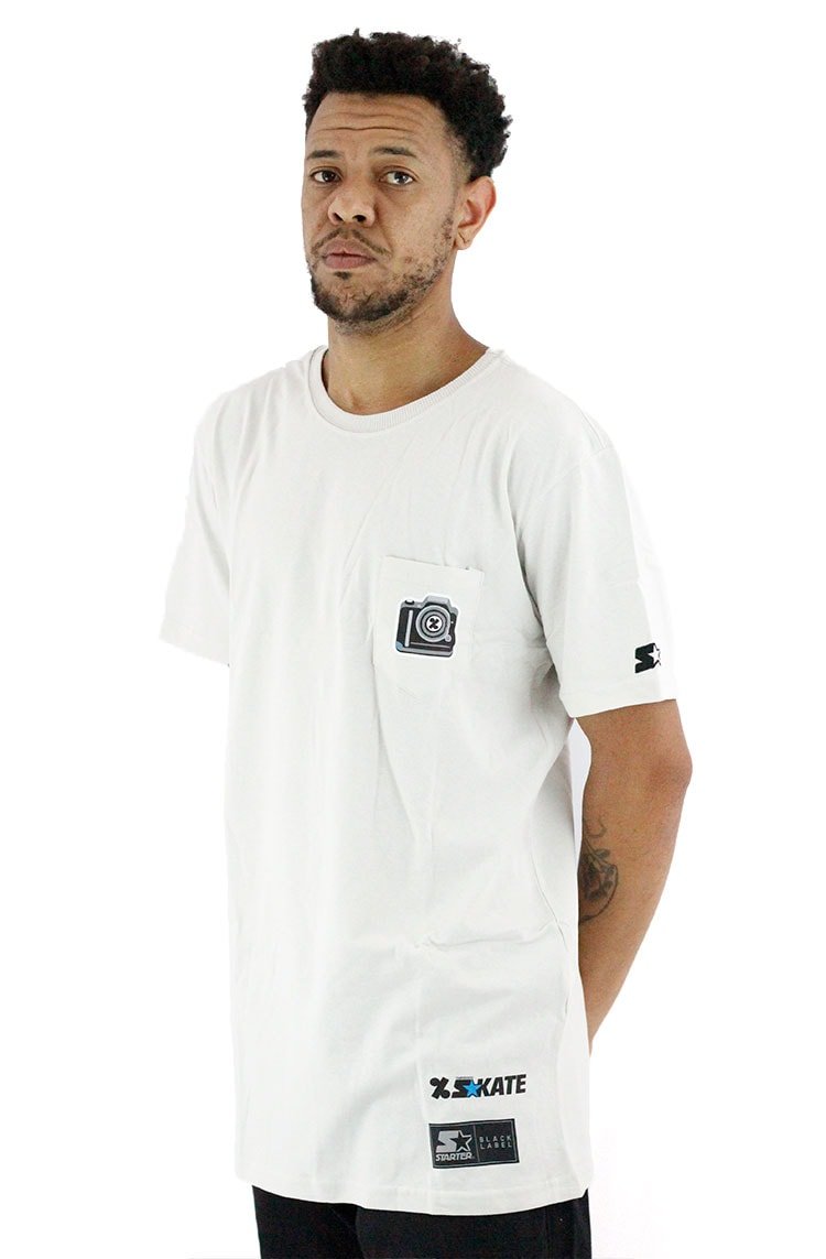 Camiseta Starter Collab Cemporcento Skate Bolso Bege - NewSkull