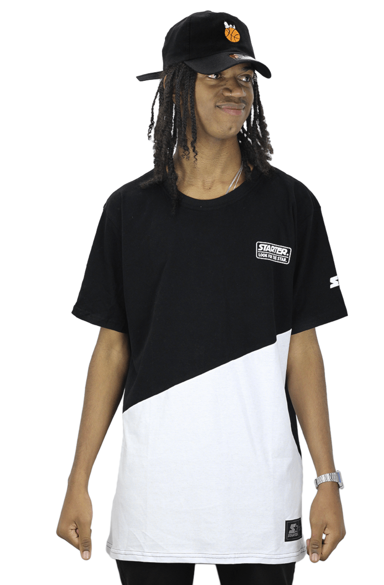 Camiseta Starter Especial Long Bicolor Preto/Branco - NewSkull