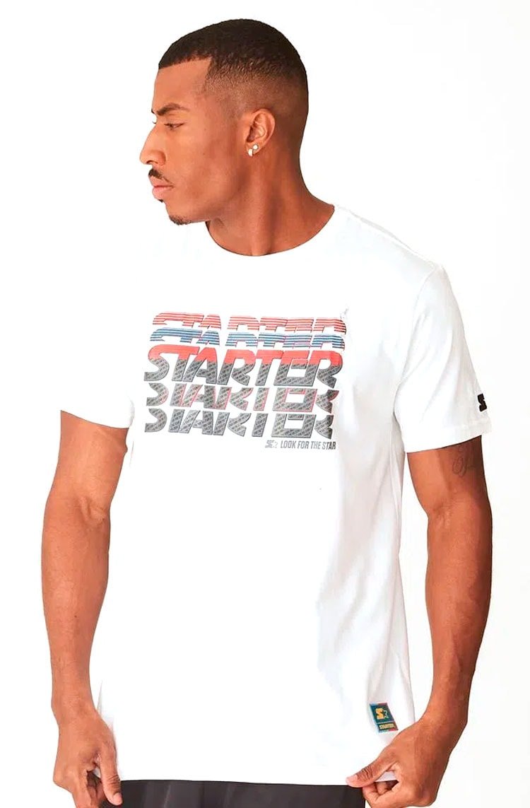 Camiseta Starter Estampada Off White/Vermelho - NewSkull