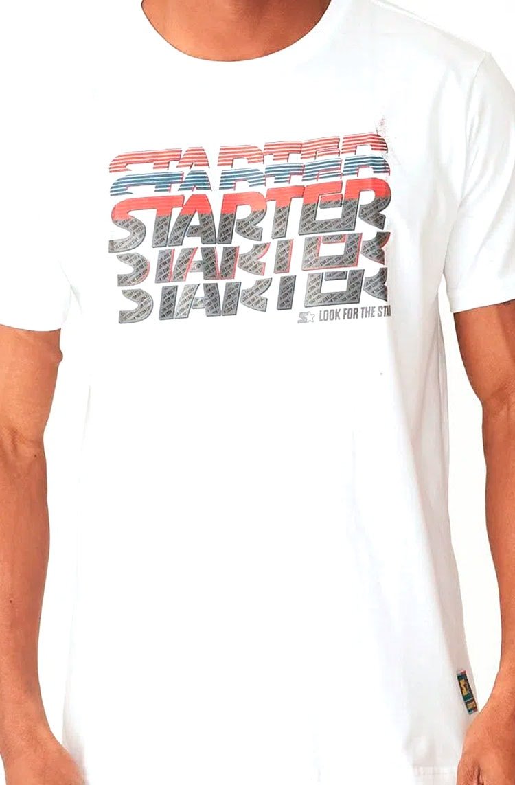 Camiseta Starter Estampada Off White/Vermelho - NewSkull