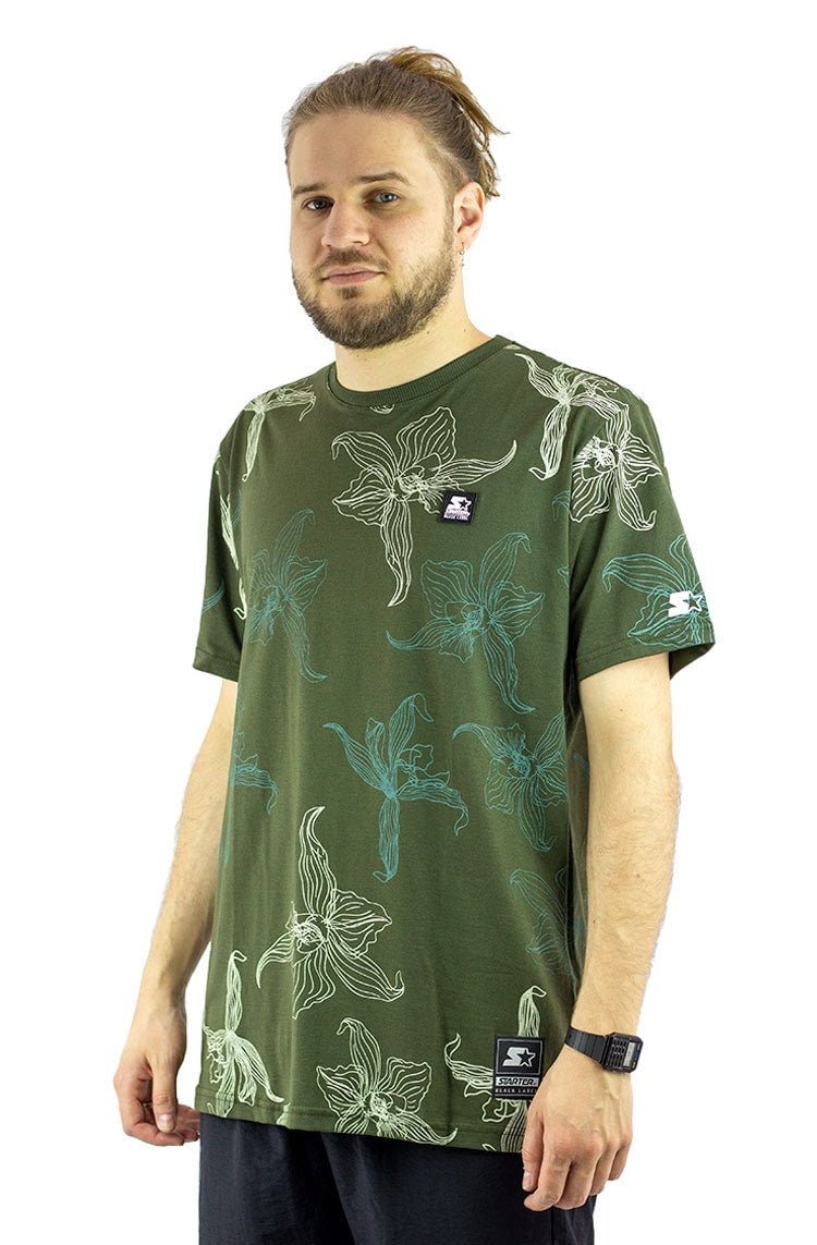 Camiseta Starter Flores Verde/Bege - NewSkull