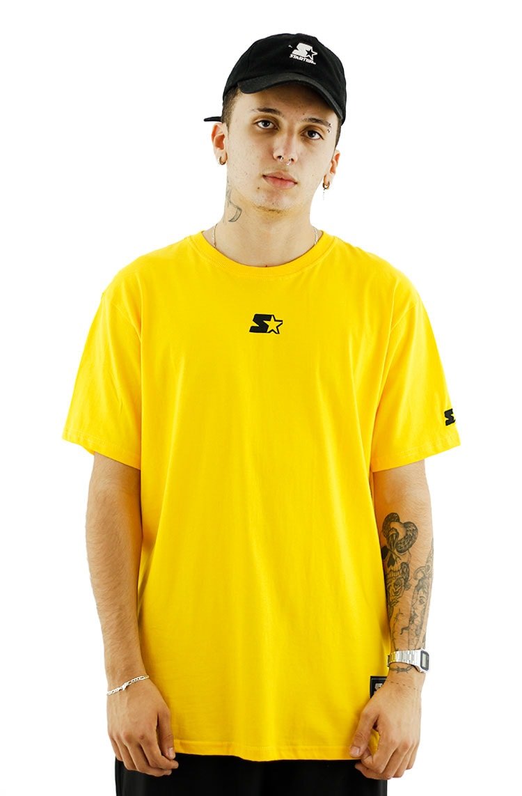 Camiseta Starter Lisa Logo Pequeno Amarela - NewSkull