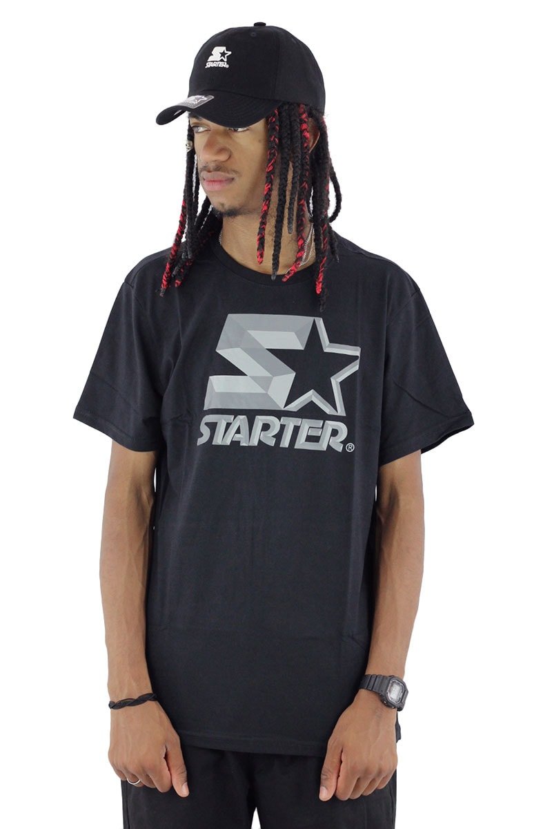 Camiseta Starter Logo Metal Basic Preta - NewSkull