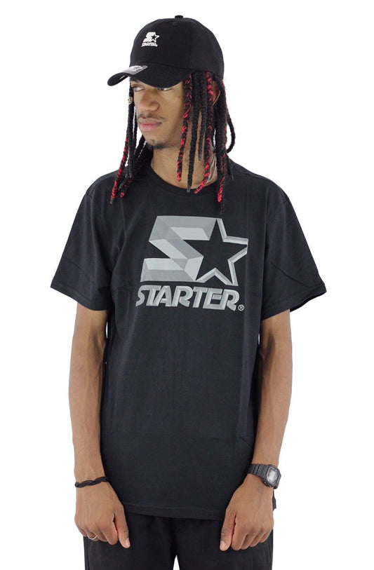 Camiseta Starter Logo Metal Basic Preta - NewSkull