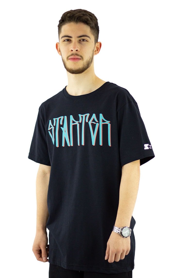 Camiseta Starter Logo Pixo Preta/Verde - NewSkull