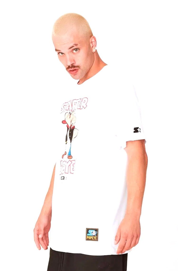 Camiseta Starter Logo Popeye Branco/Vermelho - NewSkull