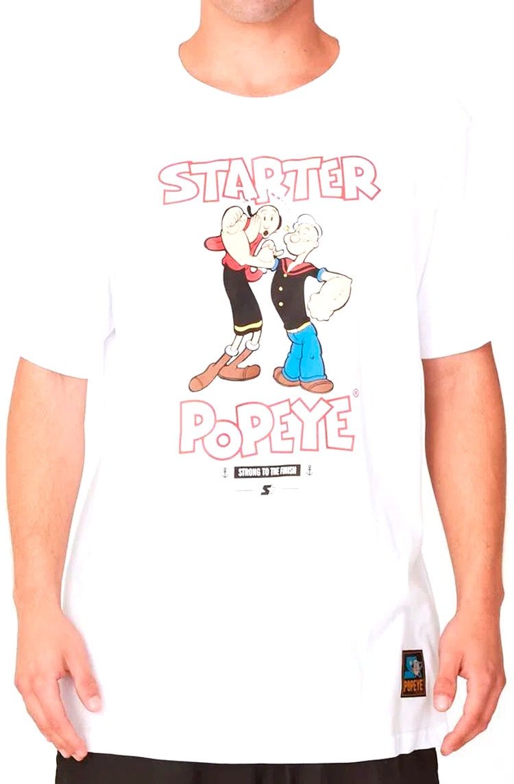 Camiseta Starter Logo Popeye Branco/Vermelho - NewSkull