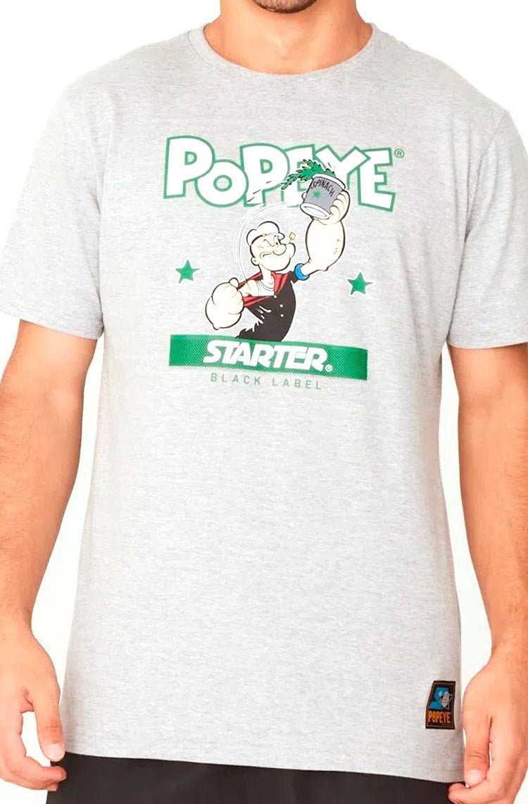 Camiseta Starter Logo Popeye Spinach Cinza/Verde - NewSkull