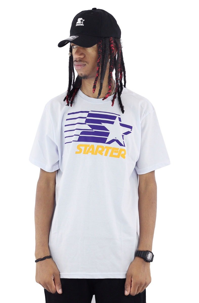 Camiseta Starter Logo Two Color Basic Branca/Roxo - NewSkull