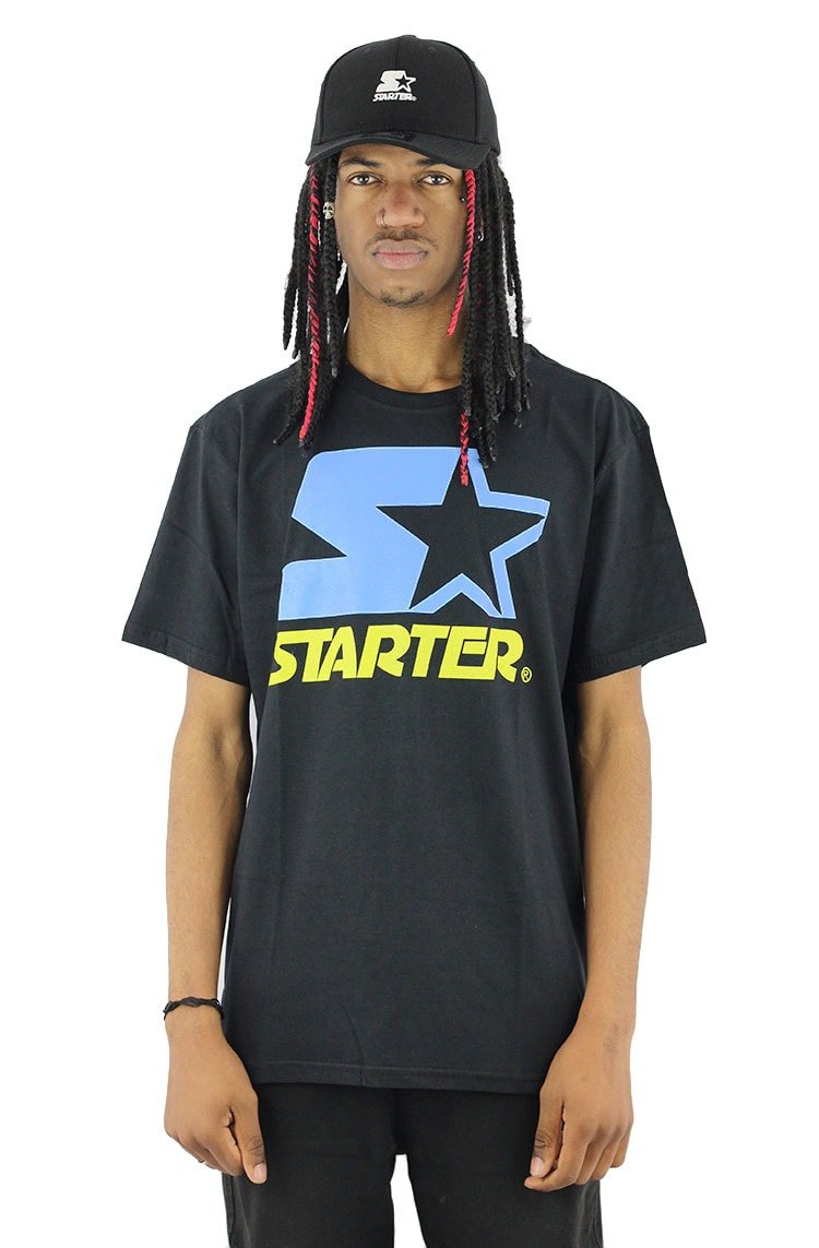 Camiseta Starter Logo Two Color Basic Preta/Azul - NewSkull