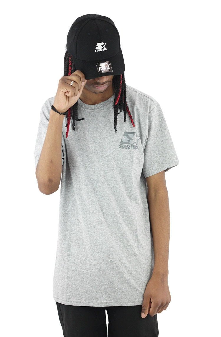 Camiseta Starter Mini Logo Metal Basic Cinza - NewSkull