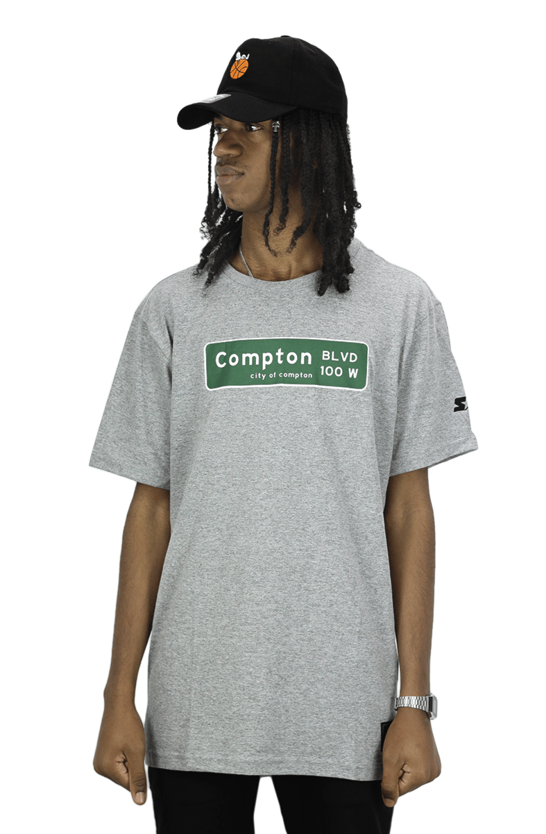 Camiseta Starter Placa Compton Cinza - NewSkull