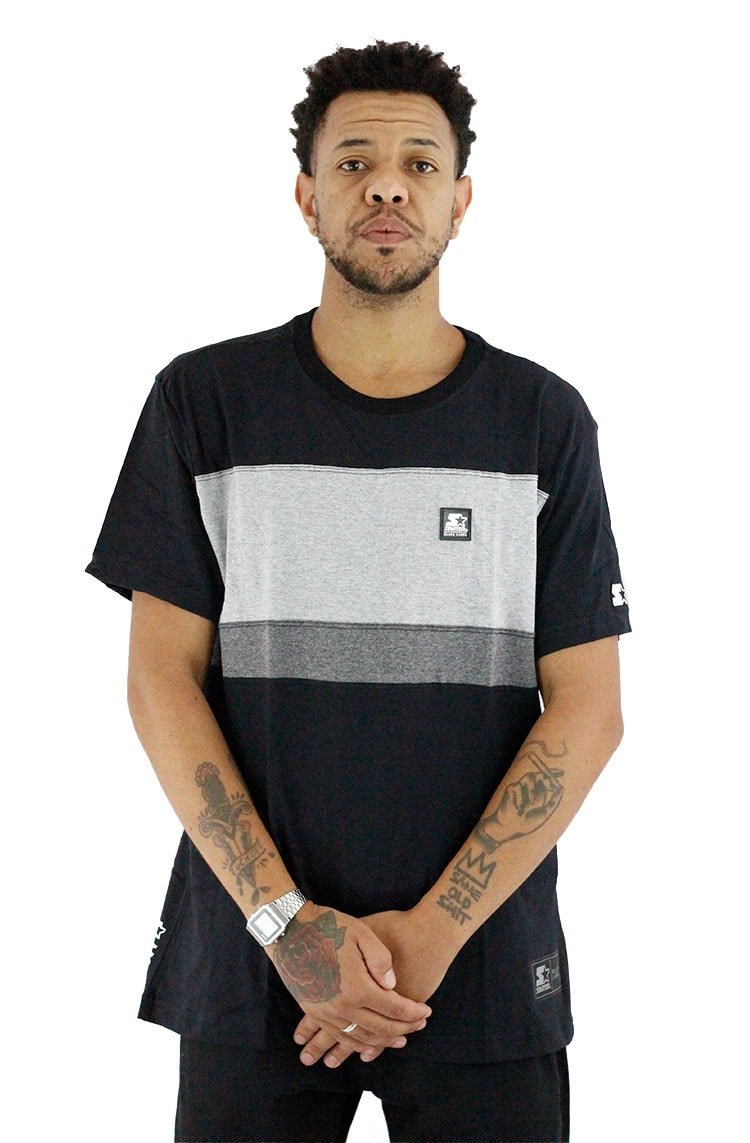 Camiseta Starter Tricolor Preta/Cinza - NewSkull