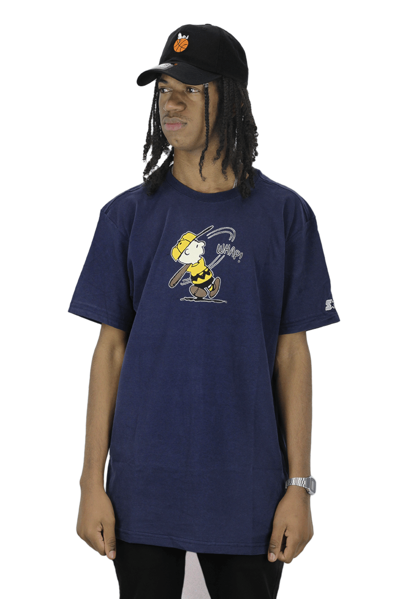 Camiseta Starter X Peanuts Charlie Brown Baseball Azul - NewSkull