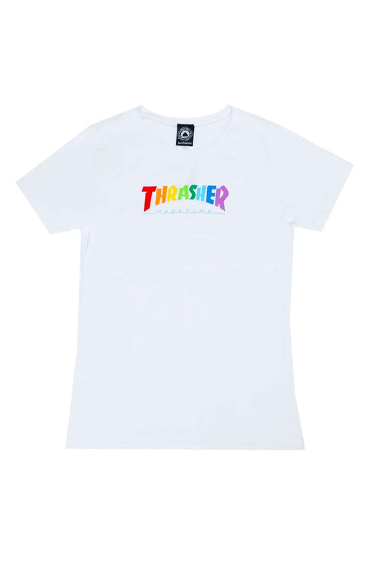 Camiseta Thrasher Feminina Rainbow Mag Branco/Color - NewSkull