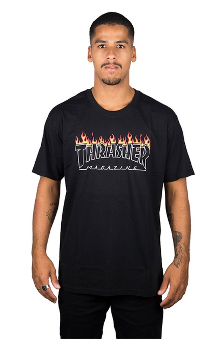 Camiseta Thrasher Scorched Preta/Branca - NewSkull