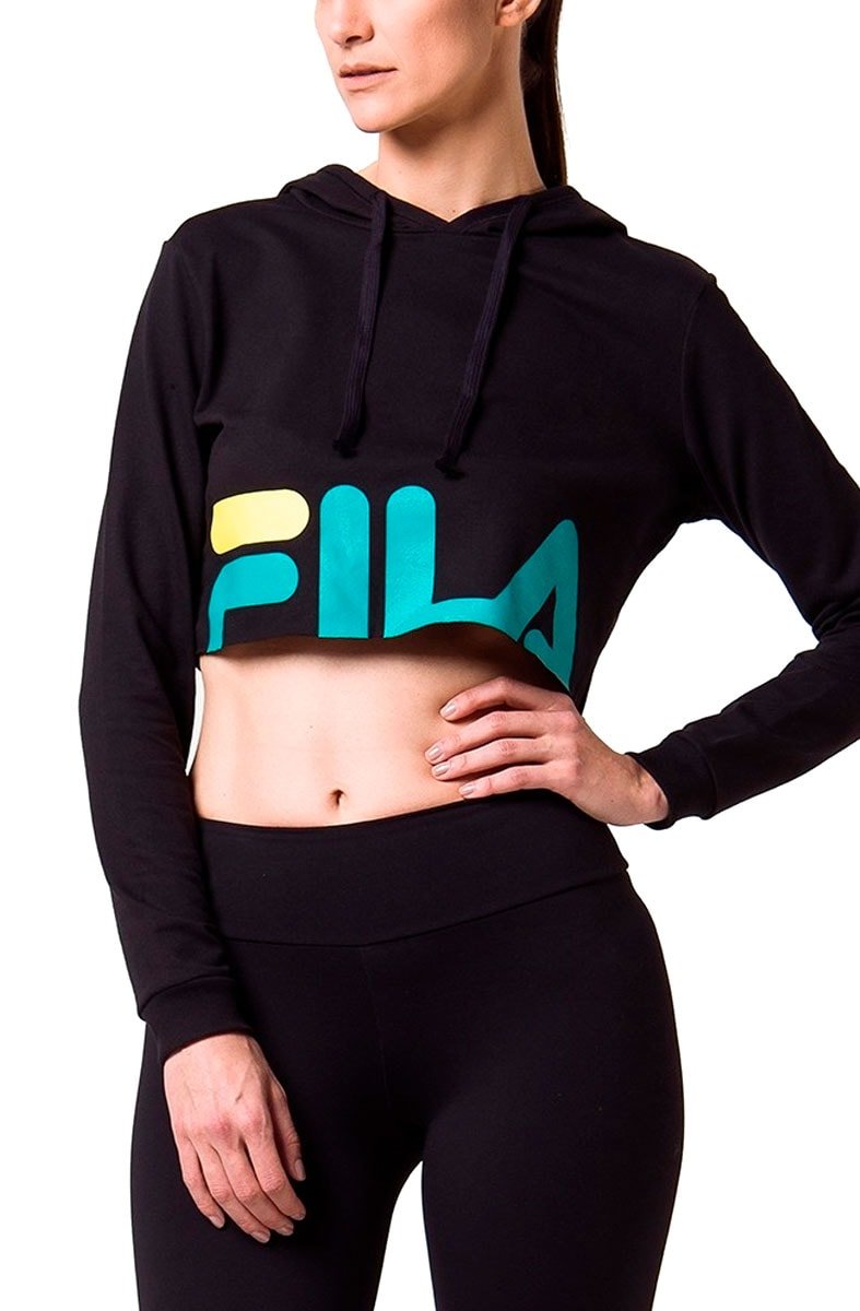 CASACO FILA CROPPED EASE MANGA LONGA FEMININO PRETO - NewSkull