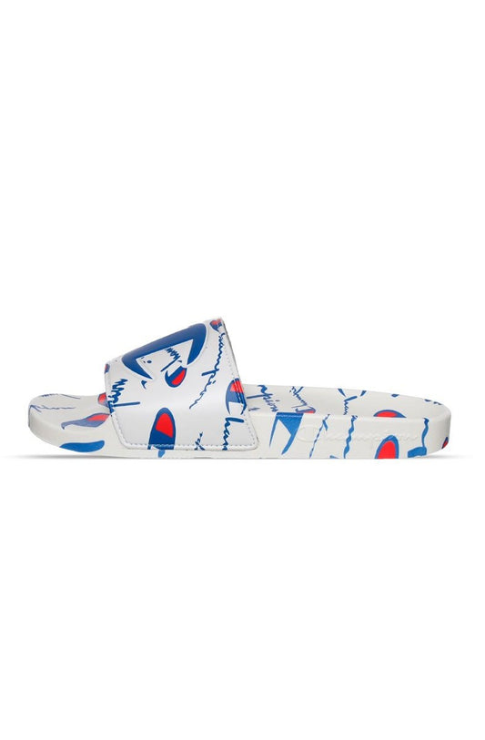 Chinelo Champion Slide IPO Warped Branco/Azul - NewSkull