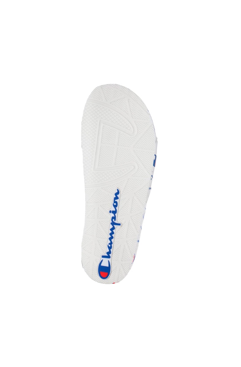 Chinelo Champion Slide IPO Warped Branco/Azul - NewSkull