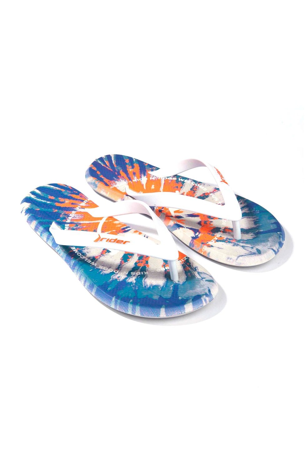 Chinelo Dedo Rider R1 Vibes Tie Dye Branco/Laranja - NewSkull
