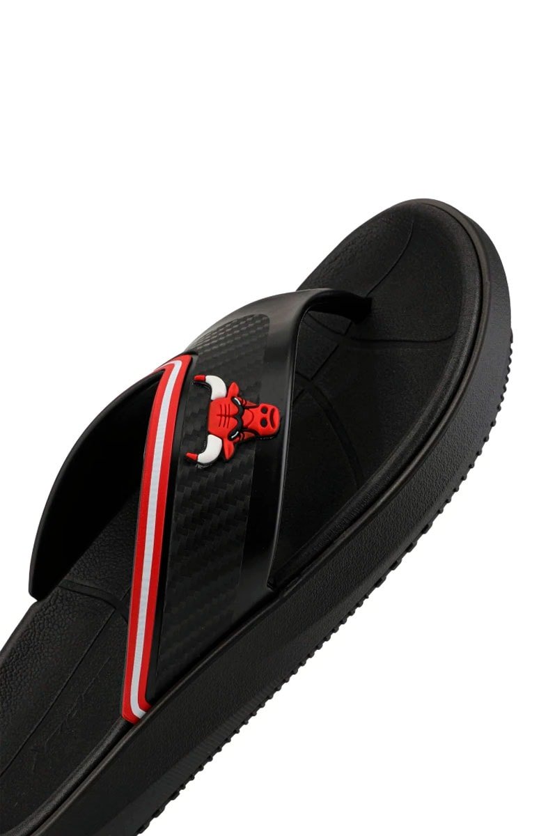 Chinelo Rider Dedo Block Chicago Bulls Preto/Branco/Vermelho - NewSkull