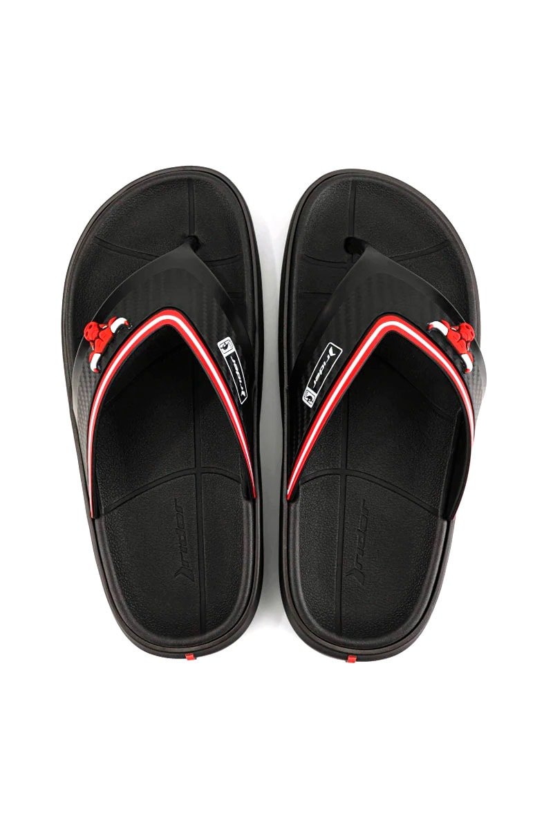 Chinelo Rider Dedo Block Chicago Bulls Preto/Branco/Vermelho - NewSkull