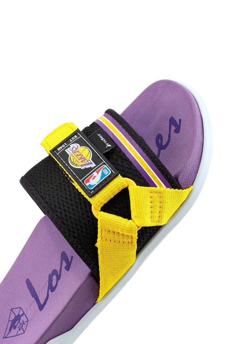 Chinelo Rider Slide NX NBA Los Angeles Lakers Branco/Amarelo/Roxo - NewSkull