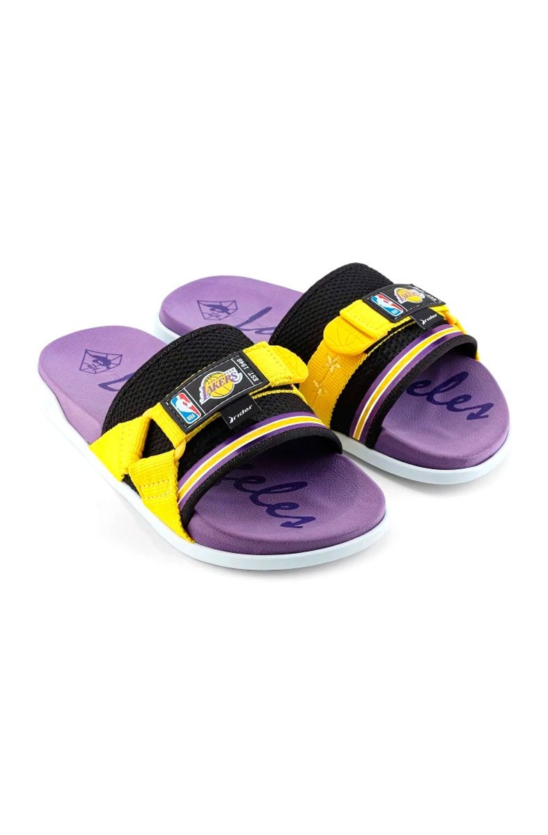 Chinelo Rider Slide NX NBA Los Angeles Lakers Branco/Amarelo/Roxo - NewSkull