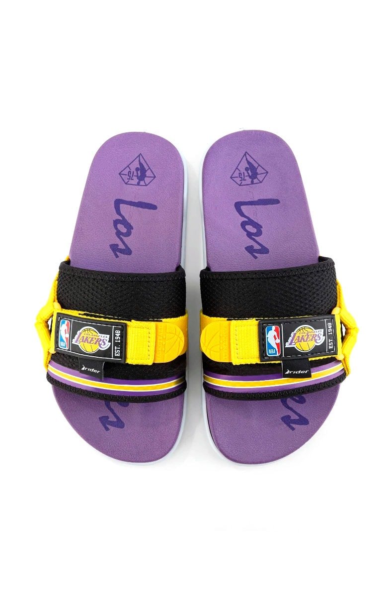 Chinelo Rider Slide NX NBA Los Angeles Lakers Branco/Amarelo/Roxo - NewSkull