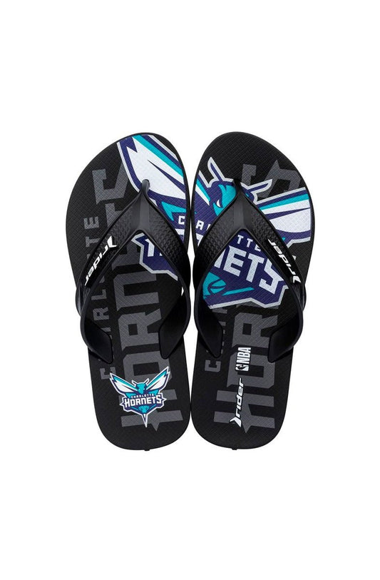 Chinelo Rider Street Bold NBA Charlotte Hornets Preto/Roxo - NewSkull