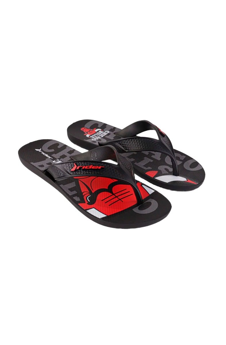 Chinelo Rider Street Bold NBA Chicago Bulls Preto/Vermelho - NewSkull