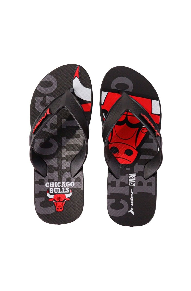 Chinelo Rider Street Bold NBA Chicago Bulls Preto/Vermelho - NewSkull