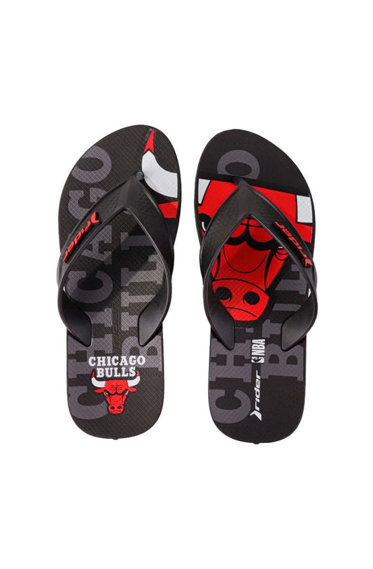 Chinelo Rider Street Bold NBA Chicago Bulls Preto/Vermelho - NewSkull
