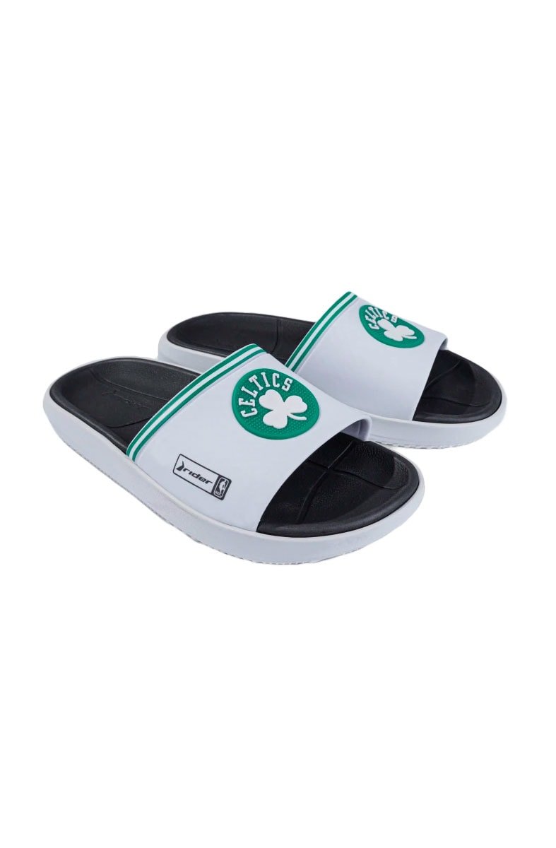 Chinelo Slide Rider Block NBA Boston Celtics Preto/Branco - NewSkull